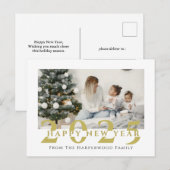 シンプルモダンエレガントHappy New Year One写真 シーズンポストカード (正面/裏面)