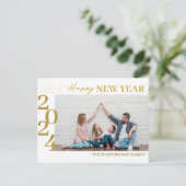 シンプルモダンエレガントHappy New Year One写真 シーズンポストカード (スタンド正面)
