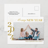 シンプルモダンエレガントHappy New Year One写真 シーズンポストカード (正面/裏面)