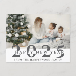 シンプルモダンエレガントHappy New Year One写真 シーズンポストカード