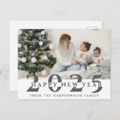 シンプルモダンエレガントHappy New Year One写真 シーズンポストカード (正面/裏面)