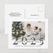 シンプルモダンエレガントHappy New Year One写真 シーズンポストカード (正面/裏面)
