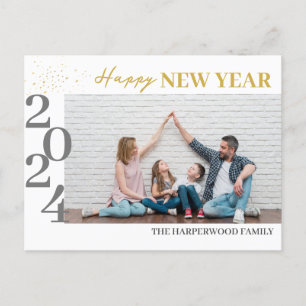 シンプルモダンエレガントHappy New Year One写真 シーズンポストカード