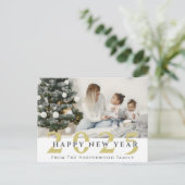 シンプルモダンエレガントHappy New Year One写真 シーズンポストカード (スタンド正面)