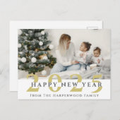 シンプルモダンエレガントHappy New Year One写真 シーズンポストカード (正面/裏面)