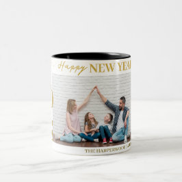 シンプルモダンエレガントHappy New Year One写真 ツートーンマグカップ