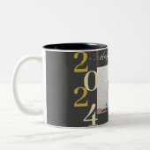 シンプルモダンエレガントHappy New Year One写真 ツートーンマグカップ (左)