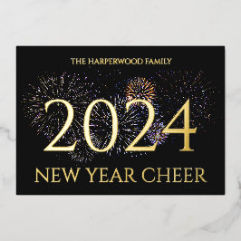 シンプルモダンエレガントHappy New Year One写真 箔シーズンカード