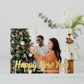 シンプルモダンエレガントHappy New Year One写真 箔シーズンカード (立ち正面)