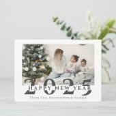 シンプルモダンエレガントHappy New Year One Photo Hol シーズンカード (スタンド正面)