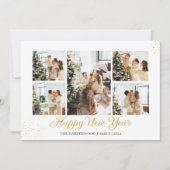 シンプルモダンエレガントHappy New Year Photo Collage シーズンカード (正面)