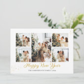 シンプルモダンエレガントHappy New Year Photo Collage シーズンカード (スタンド正面)