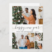 シンプルモダンエレガントHappy New Year Photo Collage シーズンカード (正面/裏面)