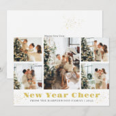 シンプルモダンエレガントHappy New Year Photo Collage シーズンカード (正面/裏面)