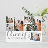 シンプルモダンエレガントHappy New Year Photo Collage シーズンカード (スタンド正面)