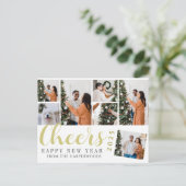 シンプルモダンエレガントHappy New Year Photo Collage シーズンポストカード (スタンド正面)