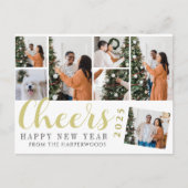 シンプルモダンエレガントHappy New Year Photo Collage シーズンポストカード (正面)