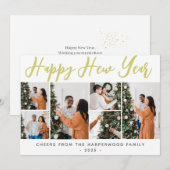 シンプルモダンエレガントHappy New Year Six Photo Hol シーズンカード (正面/裏面)