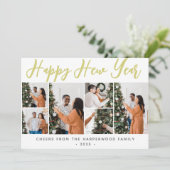 シンプルモダンエレガントHappy New Year Six Photo Hol シーズンカード (スタンド正面)