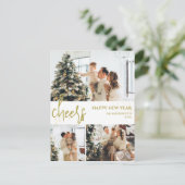 シンプルモダンエレガントHappy New Year Three-Photo シーズンポストカード (スタンド正面)