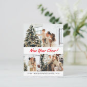 シンプルモダンエレガントHappy New Year Three-Photo シーズンポストカード (スタンド正面)