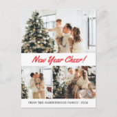 シンプルモダンエレガントHappy New Year Three-Photo シーズンポストカード (正面)