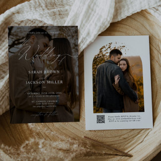 シンプルモダンエレガントQRコード写真結婚s 招待状