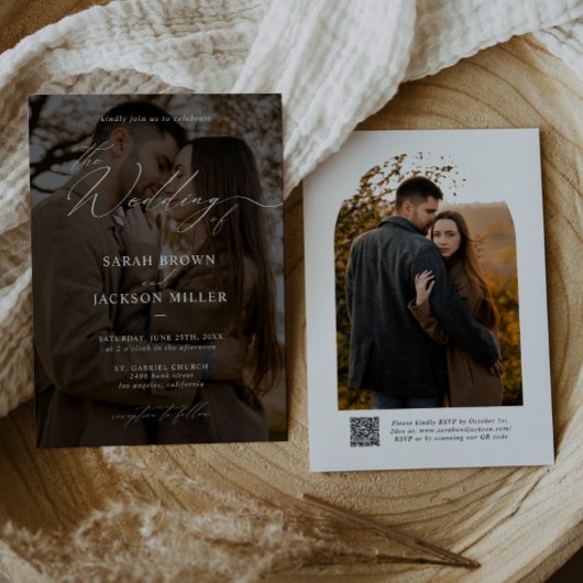 シンプルモダンエレガントQRコード写真結婚s 招待状