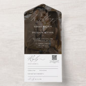 シンプルモダンエレガントQRコード結婚の オールインワン招待状 (内側)