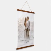 シンプルモダンエレガントScriptの結婚フォトバナー 吊り下げ型タペストリー (傾斜あり)