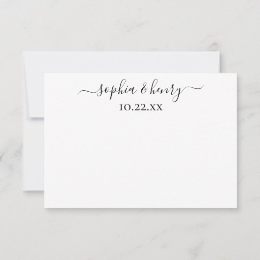 シンプルモダンエレガントScriptフローラバラ結婚の サンキューカード (裏面)