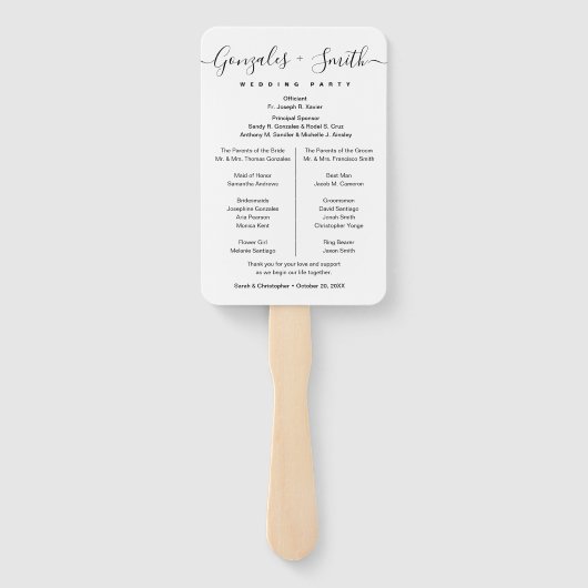 シンプルモダンエレガントScript結婚式 プログラム ハンドファン (裏面)