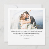 シンプルモダンエレガントScript金ゴールド結婚の写真 サンキューカード (裏面)