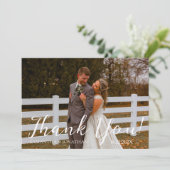 シンプルモダンエレガントScript 2の写真結婚s サンキューカード (スタンド正面)