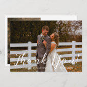 シンプルモダンエレガントScript 2の写真結婚s サンキューカード (正面/裏面)