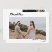 シンプルモダンエレガントScript 4結婚枚の写真 サンキューカード (正面/裏面)