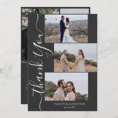 シンプルモダンエレガントScript 6結婚枚の写真 サンキューカード (正面/裏面)