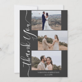 シンプルモダンエレガントScript 6結婚枚の写真 サンキューカード