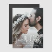 シンプルモダンエレガントScript Photo日付の保存 マグネット招待状 (正面/裏面)