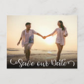 シンプルモダンエレガントScript Photo日付の保存 案内ポストカード (正面)