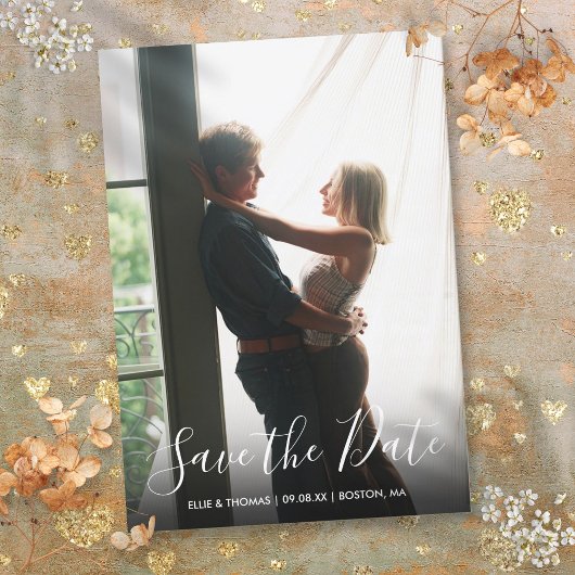 シンプルモダンエレガントScript Photo セーブザデート