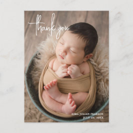 シンプルモダンエレガントScript Photo Thank You誕生 案内ポストカード
