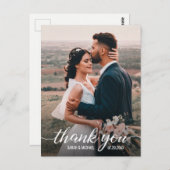 シンプルモダンエレガントScript Photo's 結婚 Thank You ポストカード (正面/裏面)