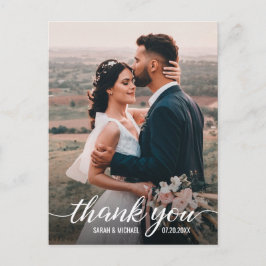 シンプルモダンエレガントScript Photo's 結婚 Thank You ポストカード