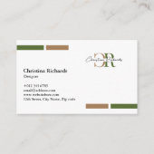 シンプルモダンオリーブグリーン金ゴールドモノグラム 名刺 (裏面)