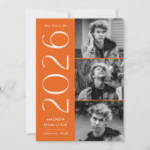 シンプルモダンオレンジ3写真2025卒業 案内状 (正面)