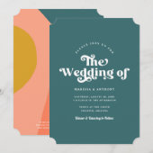 シンプルモダンカスタムレトロのQR結婚コード 招待状 (正面/裏面)