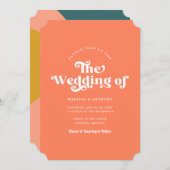 シンプルモダンカスタムレトロのQR結婚コード 招待状 (正面/裏面)