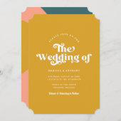 シンプルモダンカスタムレトロのQR結婚コード 招待状 (正面/裏面)