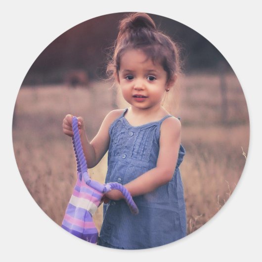 シンプルモダンカスタム写真 ラウンドシール (正面)